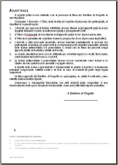 6. Il foglio così ottenuto dovrà essere infine inserito fra le avvertenze e la