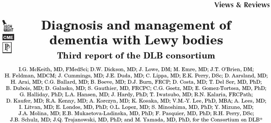 History of DLB In 1996, a consortium of scientists initially proposed diagnostic guidelines