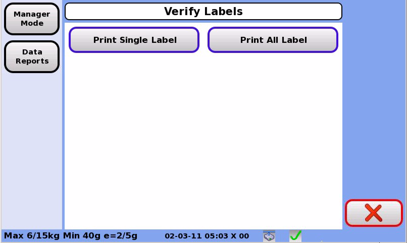 10.3 Rapporti sui dati 116 10.3 Rapporti sui dati 10.3.1 Verifica etichette Questa funzione consente di controllare l aspetto delle etichette impostate per ciascun prodotto.