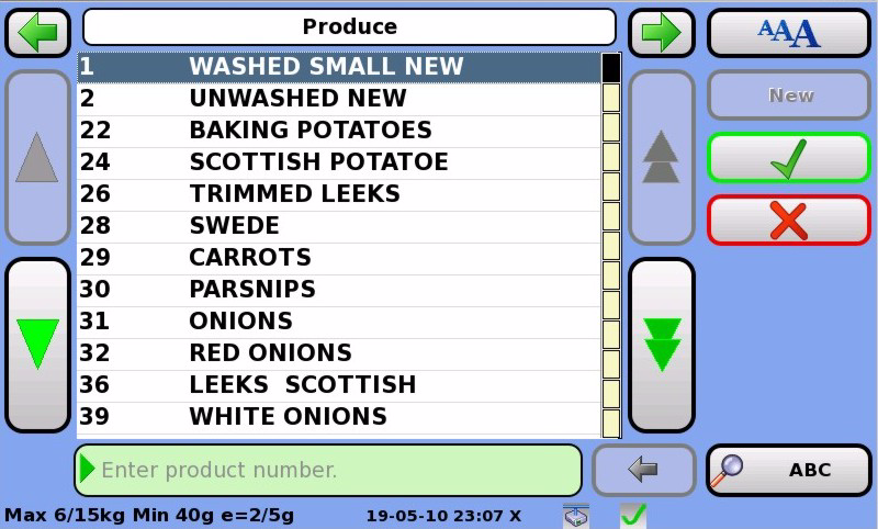 9.2 Prodotti 99 9.2 Prodotti 9.2.1 Modifica di un codice PLU 1. Per selezionare la modalità Impostazione dalla barra dei menu, utilizzare il pulsante a sfioramento. 2.