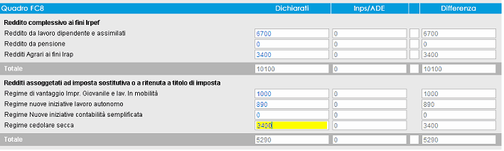 Gestione Dichiarazioni 32 Il quadro e' di diretto inserimento e sono attive le distinte sezioni in base alla tipologia di pratica che si sta gestendo, se Esonero, Integrazione o Rettifica Se nel