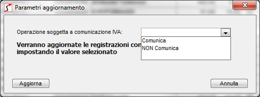 In fase di esportazione dei dati, verranno estratti tutti i record aventi il segno di spunta su Com.IVA.