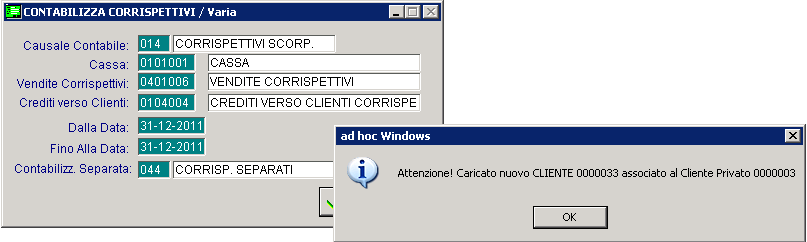 Contabilizzazione Corrispettivi Nella maschera di contabilizzazione corrispettivi aggiunta la nuova causale contabile.