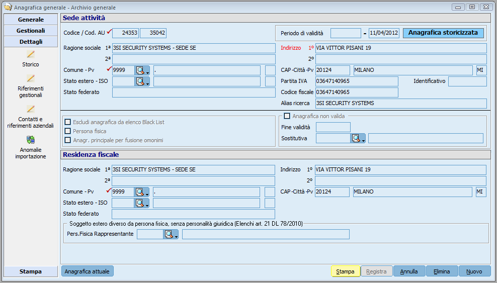 Integrazione da applicativo Gamma Enterprise Gestione anagrafica [Storico anagrafica visualizzazione in