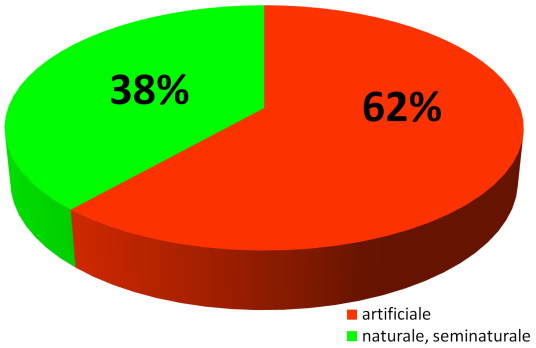 Solamente il 38% delle rive a contatto con l acqua possono essere ancora considerate come naturali o seminaturali (Figura 3.6).