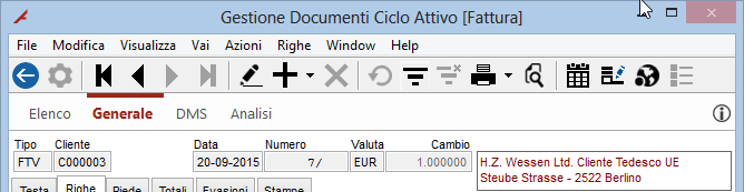 L identificativo IVA riportato nei movimenti intra è quello principale indicato nell anagrafica.