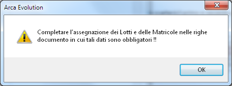 7 Documenti 7.1 Emissione C.C.G. La procedura di Evasione con Controllo giacenza è stata dotata di un nuovo passo per inserire gli eventuali codici Lotto e Matricole obbligatori.