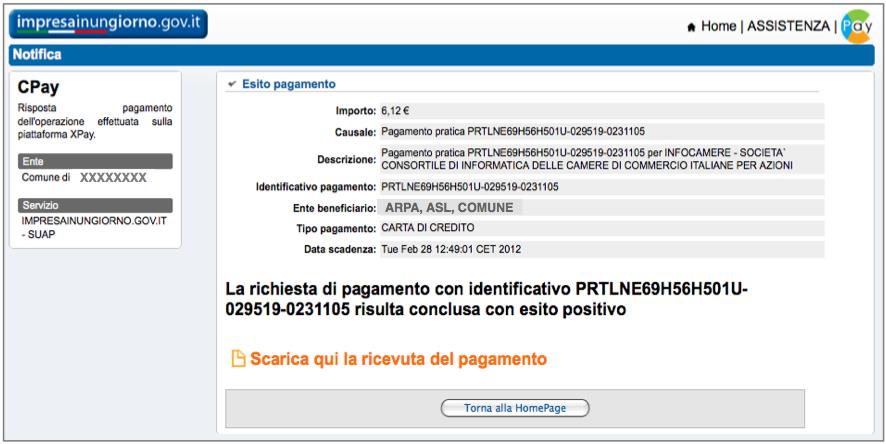 Se positiva, apparirà la seguente schermata, altrimenti l utente riceverà una comunicazione di impossibilità a procedere.