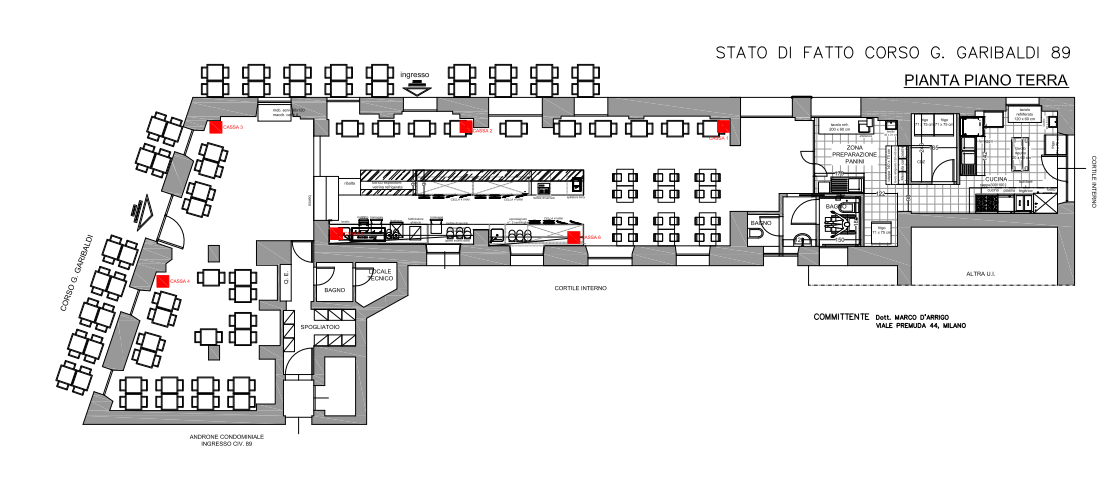 1) Dati identificativi della società 2) Indirizzo e posizione del locale. Il locale è posto al piano terreno dello stabile d angolo tra le vie.