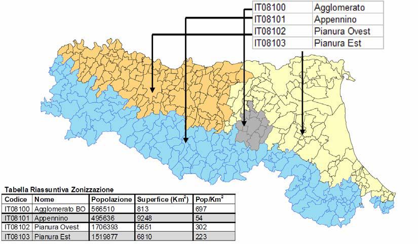 2.2 Qualità dell aria La zonizzazione effettuata dalla regione Emilia Romagna (Delibera della Giunta regionale del 27/12/2011, n. 2001) a norma del DL.