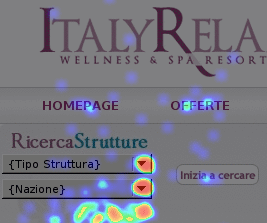 VISUAL L accesso al report avviene selezionando la tab VISUAL. Il report mostra la densità dei click su ogni singolo elemento della pagina.