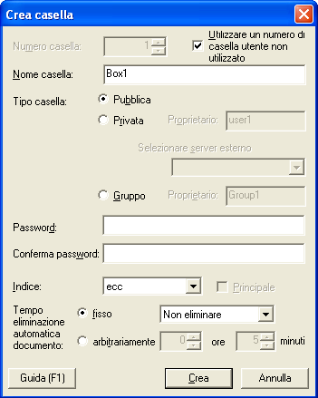 Gestione delle caselle 5 5.2 Creazione delle caselle Eseguire una delle operazioni seguenti per creare una nuova casella nel prodotto multifunzione connesso.