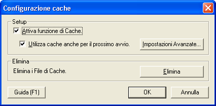 Altre operazioni 7 2 Specificare le impostazioni per la cache. 3 Fare clic su [OK]. È possibile selezionare le seguenti impostazioni. Opzione Attiva funzione di Cache.