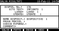 12.6 Gestione dei risultati di prova nella modalità autotest After the autotest sequence is completed, measurement results can be: - Saved to the flash memory of the instrument.