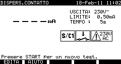 4. Dopo aver verificato che eventuali parti mobili possano funzionare in sicurezza, premere il tasto START per avviare la misura. Sulla presa (11) è presente la tensione di rete 230V.