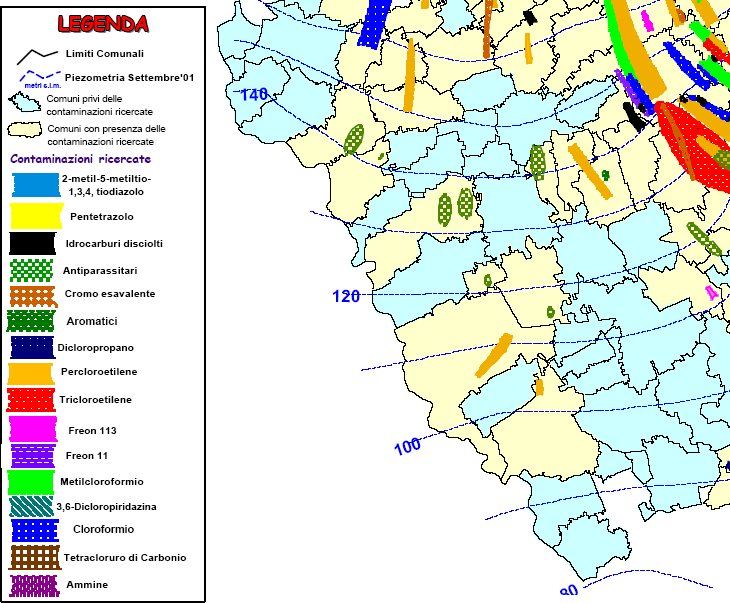Sorgenti puntuali di inquinamento I tecnici della Provincia di Milano hanno individuato alcuni punti di contaminazione da solventi situati entro il territorio comunale dei Comuni dell'est Ticino o