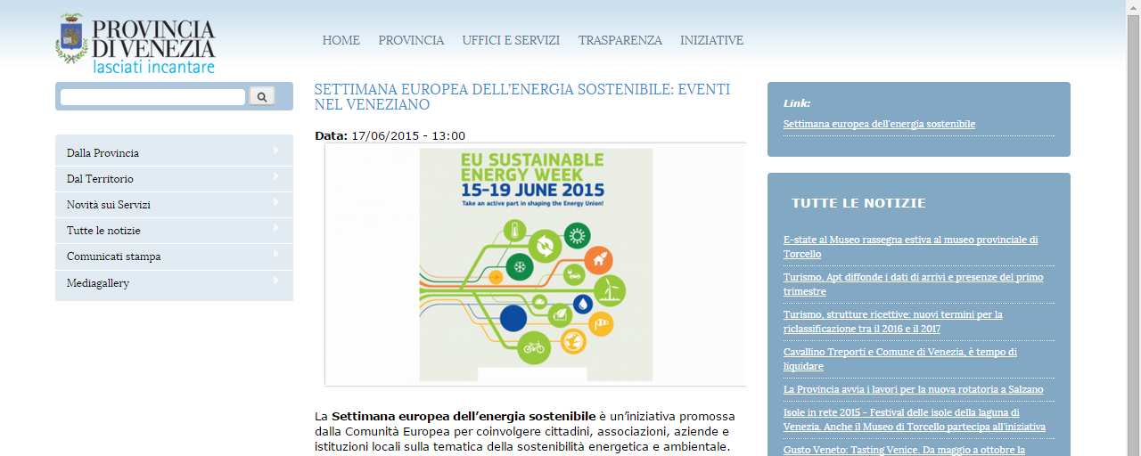 17.6.2015 Settimana europea dell energia sostenibile: