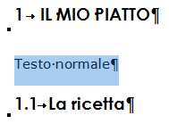 1.10 MODIFICA DELLO STILE NORMALE (STILE DEL TESTO) Al testo di ogni capitolo del documento, si deve applicare lo stile Normale, procedendo come per tutti gli stili dei titoli applicati e modificati