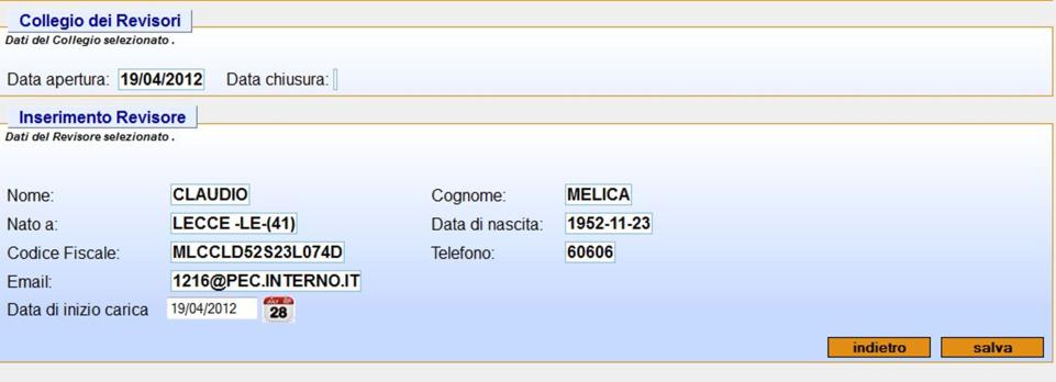 3.1.1 Assegna revisore Assegna revisore consente di accedere all elenco dei revisori estratti, dall ultimo sorteggio attivo (non chiuso), con l ordine di estrazione.