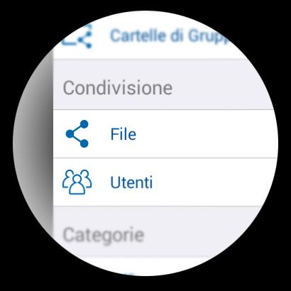 2.3 CONDIVISIONE La Categoria Condivisione, nella sezione File, fornisce la lista di tutti i file e cartelle in condivisione con l'utente corrente, dall'utente corrente e verso l'utente corrente.