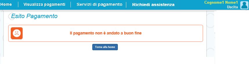 15. Esito pagamento Il sistema PagoInRete restituisce all utente un messaggio che indica l esito (positivo o negativo) del pagamento, che viene notificato anche tramite e-mail.