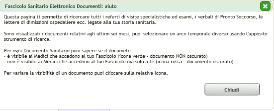 2.5.2.1 Visualizzazione documenti sanitari Nella sezione Documenti sanitari è presente l elenco dei documenti clinici presenti nel fascicolo del Cittadino.