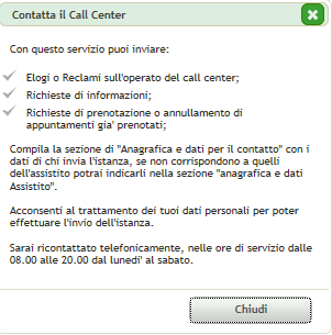 Figura 108 Anagrafica e dati del contato Per informazioni selezionare, il Sistema propone la seguente immagine.