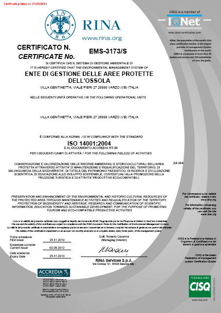 Conclusione iter di certificazione Registrazione EMAS