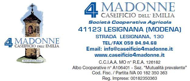 Lesignana, lì 21/10/2014 Vi proponiamo il nostro listino del Parmigiano Reggiano di nostra produzione integrato con i prodotti presenti nel nostro punto vendita: CONDIZIONI DI VENDITA: Parmigiano