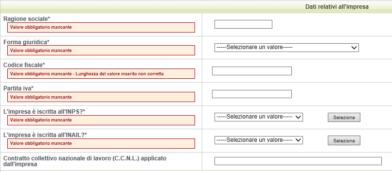 La barra del menu principale è sempre presente nella schermata e permette una semplice navigazione tra le sezioni: cliccando sul titolo di una sezione si accede al modulo di dettaglio dove procedere