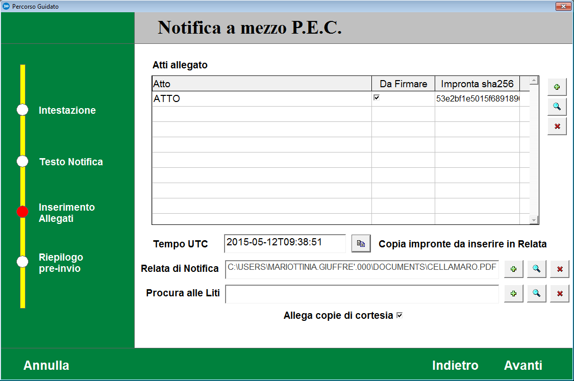 Versione 2015.1 Versione 2015.1.47 Notifiche a mezzo PEC La finestra di notifica è stata completamente riorganizzata come percorso guidato.