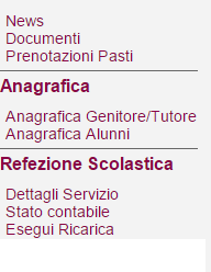 Ritornando al menù principale, sulla sinistra, trovate il menu ANAGRAFICA con le relative sottovoci Anagrafica Tutore/genitore e Anagrafica alunni.