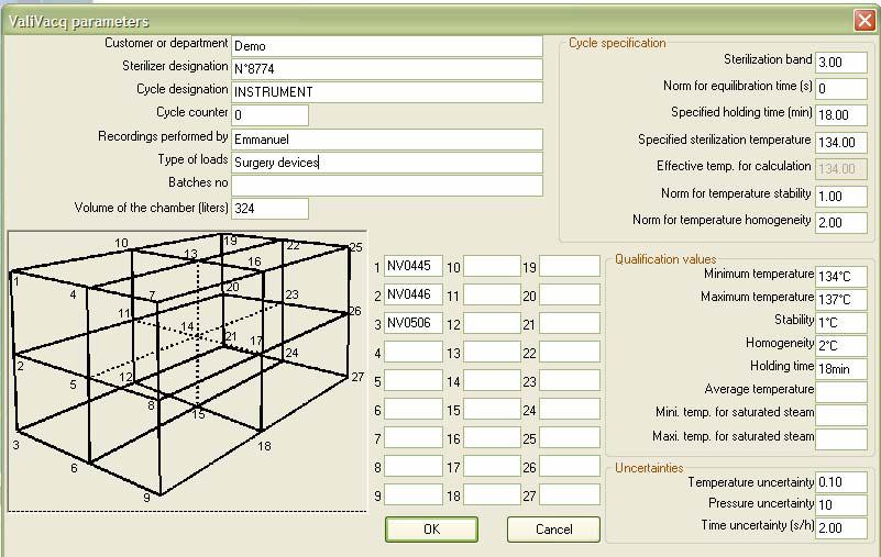 Le versioni disponibili del sistema sono due, suddivise in base alla capacità dell autoclave da validare: la versione per piccole autoclavi (modello base) comprende: 2 logger temperatura/pressione, 4