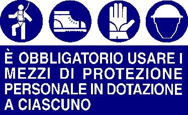 Impianti elettrici sotto tensione Pavimento sdrucciolevole Obbligo uso mezzi di protezione personale