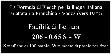 Adattamento all italiano Flesch-Vacca Valori 0 indica