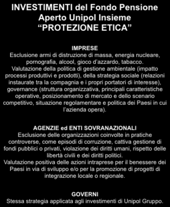 I criteri SRI di Unipol I criteri SRI di Unipol INVESTIMENTI di UNIPOL GRUPPO IMPRESE Esclusione armi di distruzione di massa (nucleari, biologiche, chimiche, bombe a grappolo, mine anti-uomo).