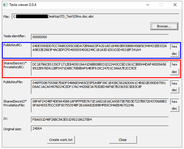 4 Fare clic sul pulsante Browse, come indicato dalla freccia rossa e passare alla cartella TD_Test dove è stato salvato il file campione crittografato.