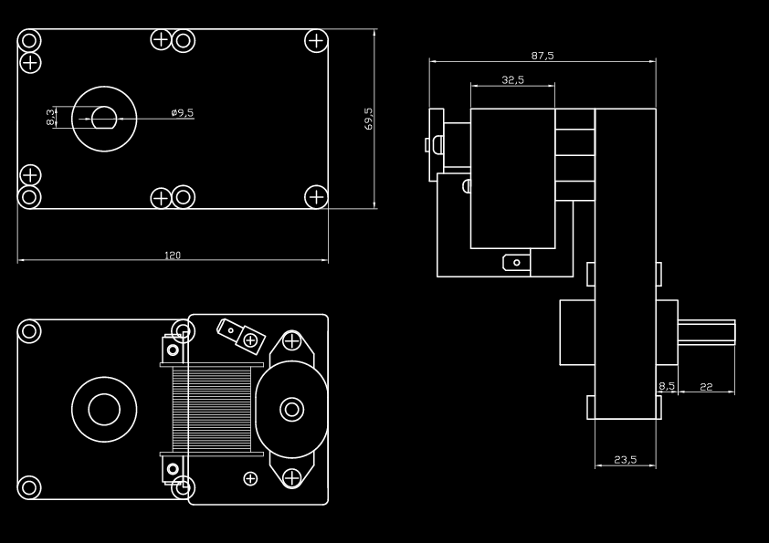 MOTORIDUTTORE MODELLO 504 230V 50HZ ALBERO FRESATO DA 9,5 MM CODICE RPM / GIRI AL MIN.