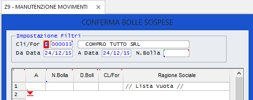 Figura 6-XVII (RGBMH7FM/T1CTL) La Bolla ora è completa e comprende anche la riga della Spesa inserita.