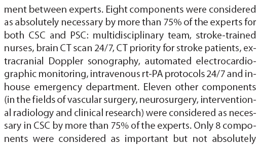 Multidisciplinary team Stroke-trained nurses Brain CT scan 24/7