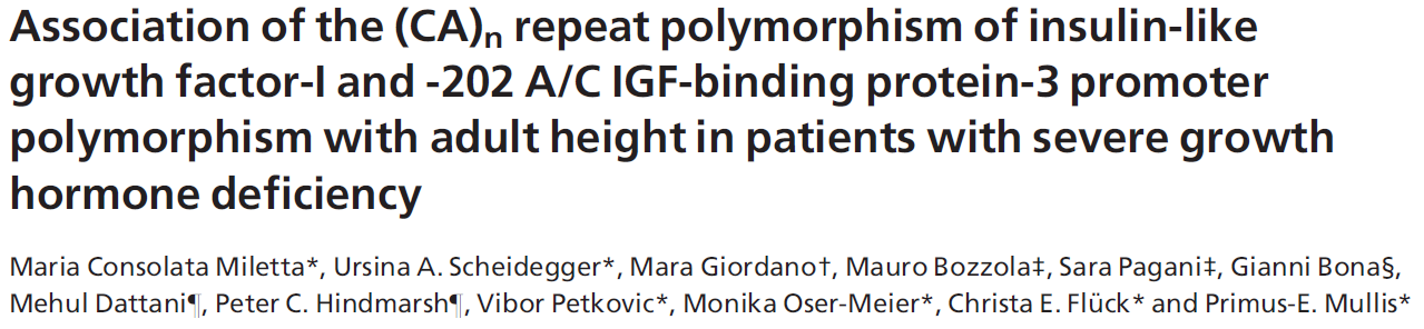 FUTURO DELLA TERAPIA CON GH Farmacogenomica & medicina personalizzata AIM: Analizzare l impatto di polimorfismi noti dei geni di IGF-I e IGFBP-3 sulla statura definitiva in pazienti affetti da IGHD