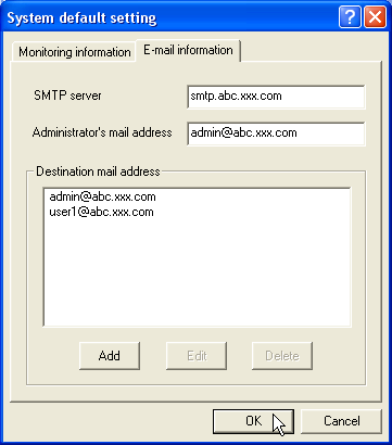 Capitolo 3 Funzioni principali E-mail information (informazioni di posta elettronica) E-mail information Elementi Descrizione SMTP server.