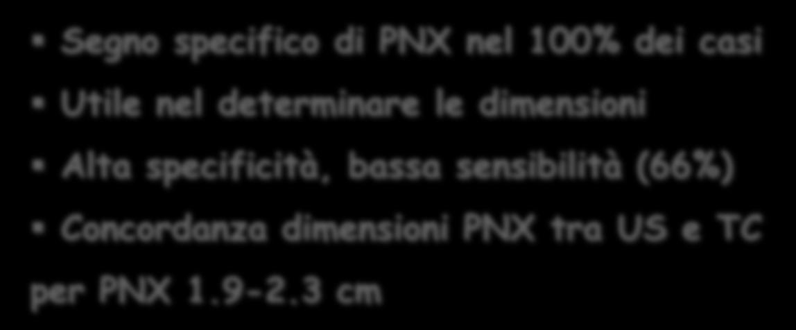 LUNG POINT SIGN caratterizzante il punto in cui il polmone parzialmente collassato contatta