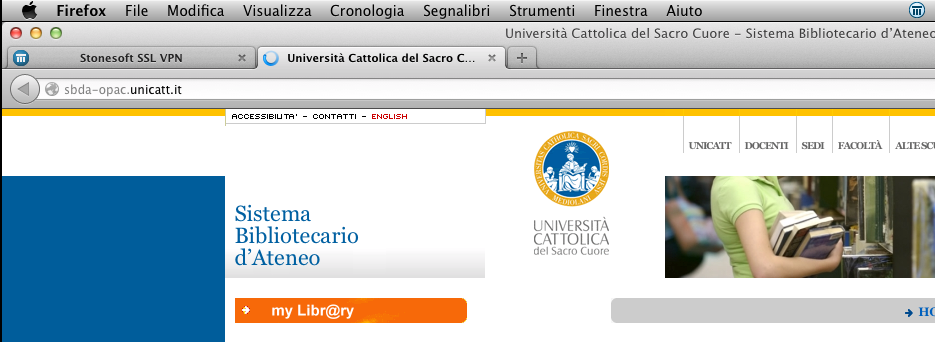 cerchiato) indica la corretta connessione al sistema bibliotecario.