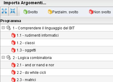 IMPORTANTE: l opzione consente di impostare gli argomenti immessi in Attività svolte o assegnate, allo stato Svolto, quindi consigliamo di apporre particolare attenzione alla gestione di questa