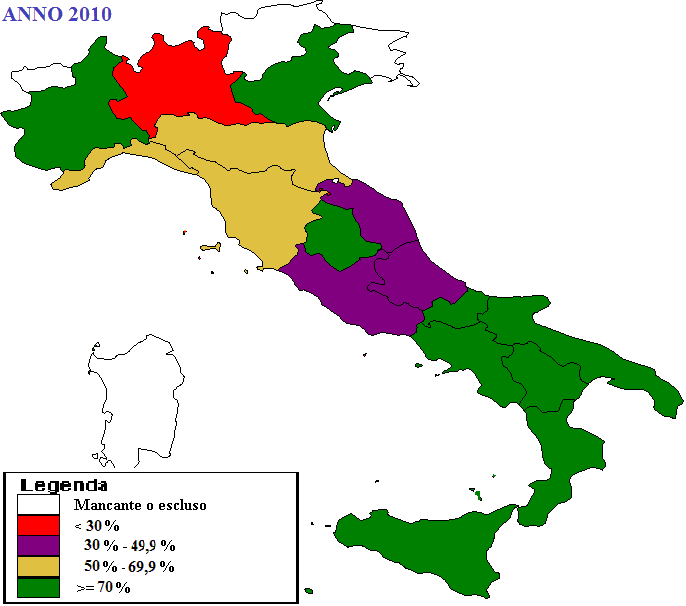 6.2. Percentuale di campionamenti effettuati sul totale dei programmati, negli esercizi di commercializzazione e di ristorazione, articoli 5 e 6 del DPR 14/07/95 2009 2010 Piemonte 84,47 99,1