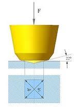 PROVA DI DUREZZA VICKERS(UNI EN ISO 6507-1:1999) Introdotta per le misure di durezza di materiali estremamente duri,