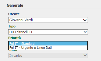 6 di 10 Ora basta compilare i pochi campi obbligatori necessari ad indirizzare il Ticket nel sistema in modo che l helpdesk lo possa prendere in carico e gestire : Selezionare l UTENTE, persona del