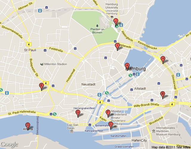 Amburgo Altri punti di interesse Legenda dei punti riportati sulla mappa A St. Pauli Amburgo St.