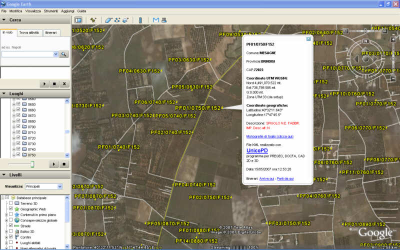 Esempio di PF convertiti in Google Earth